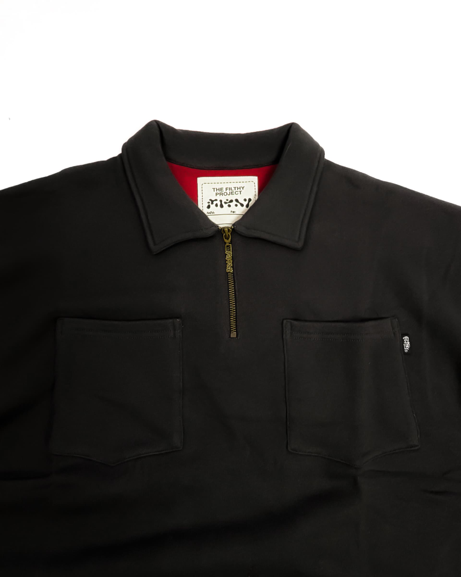 Filthy French terry qtr zip shirt in faded black
