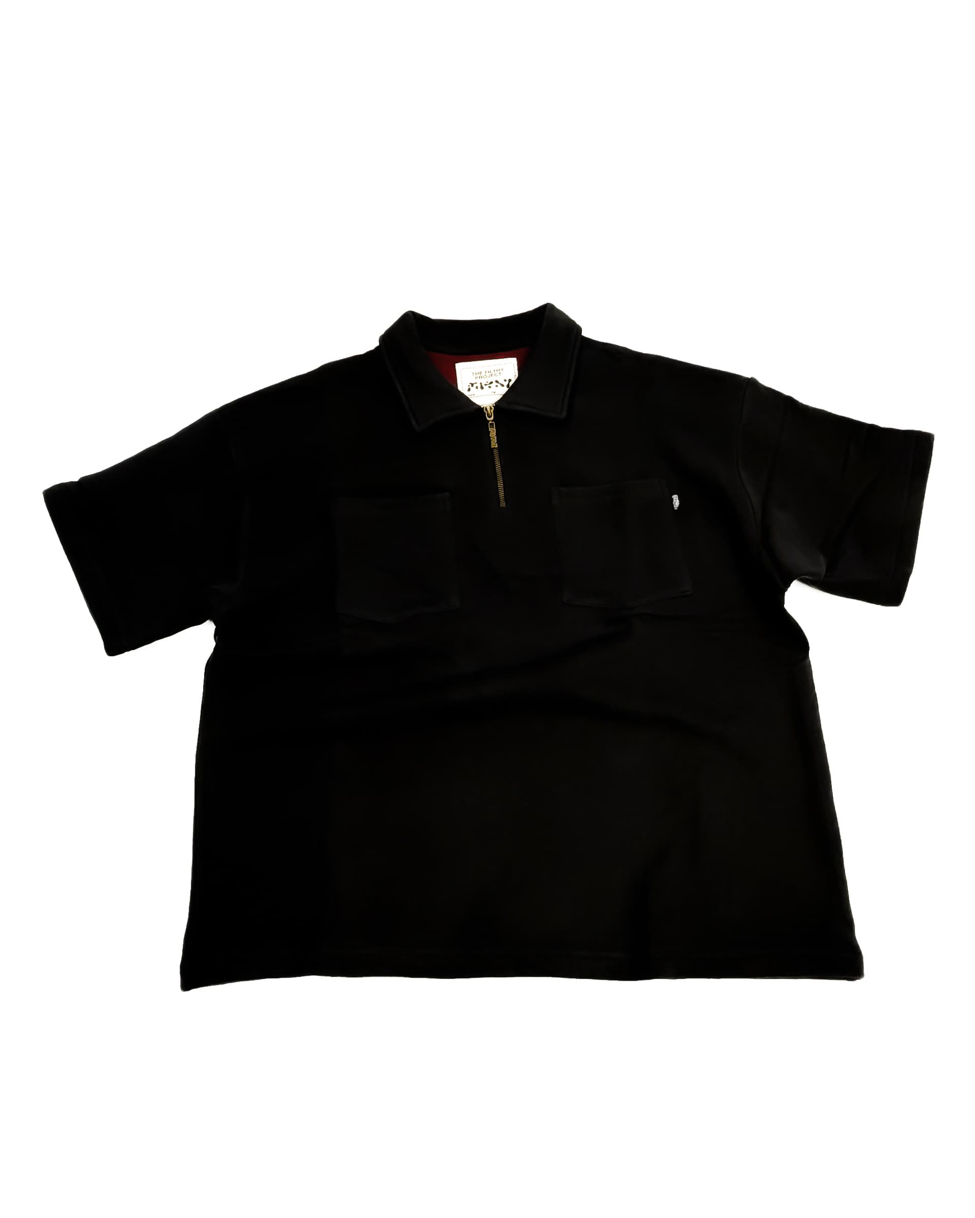 Filthy French terry qtr zip shirt in faded black