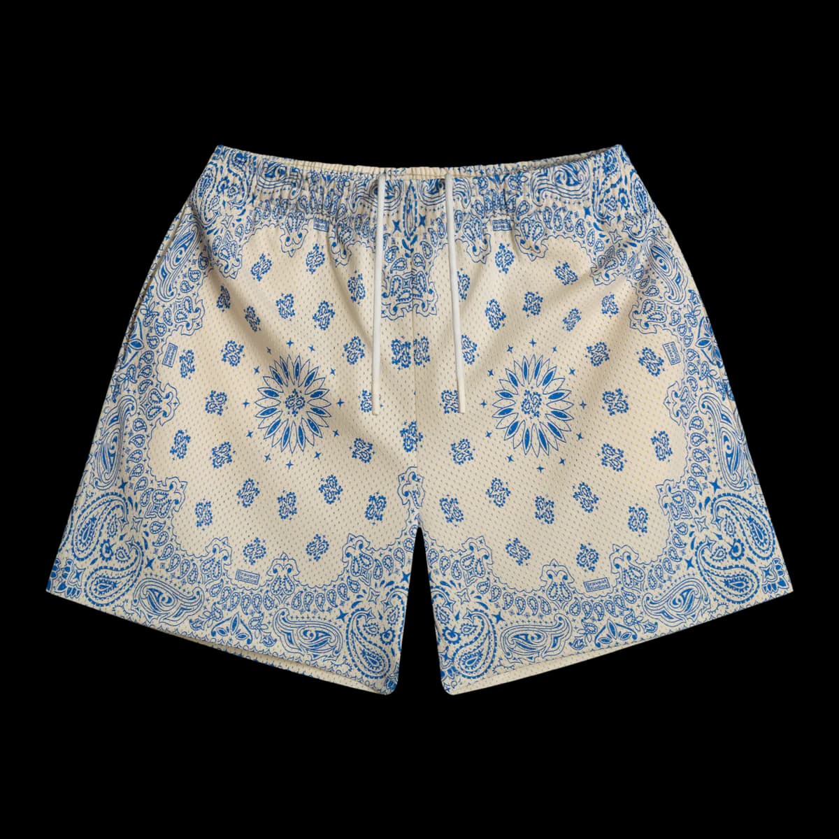 SCREENPRINTED PAISLEY CREAM SHORTS