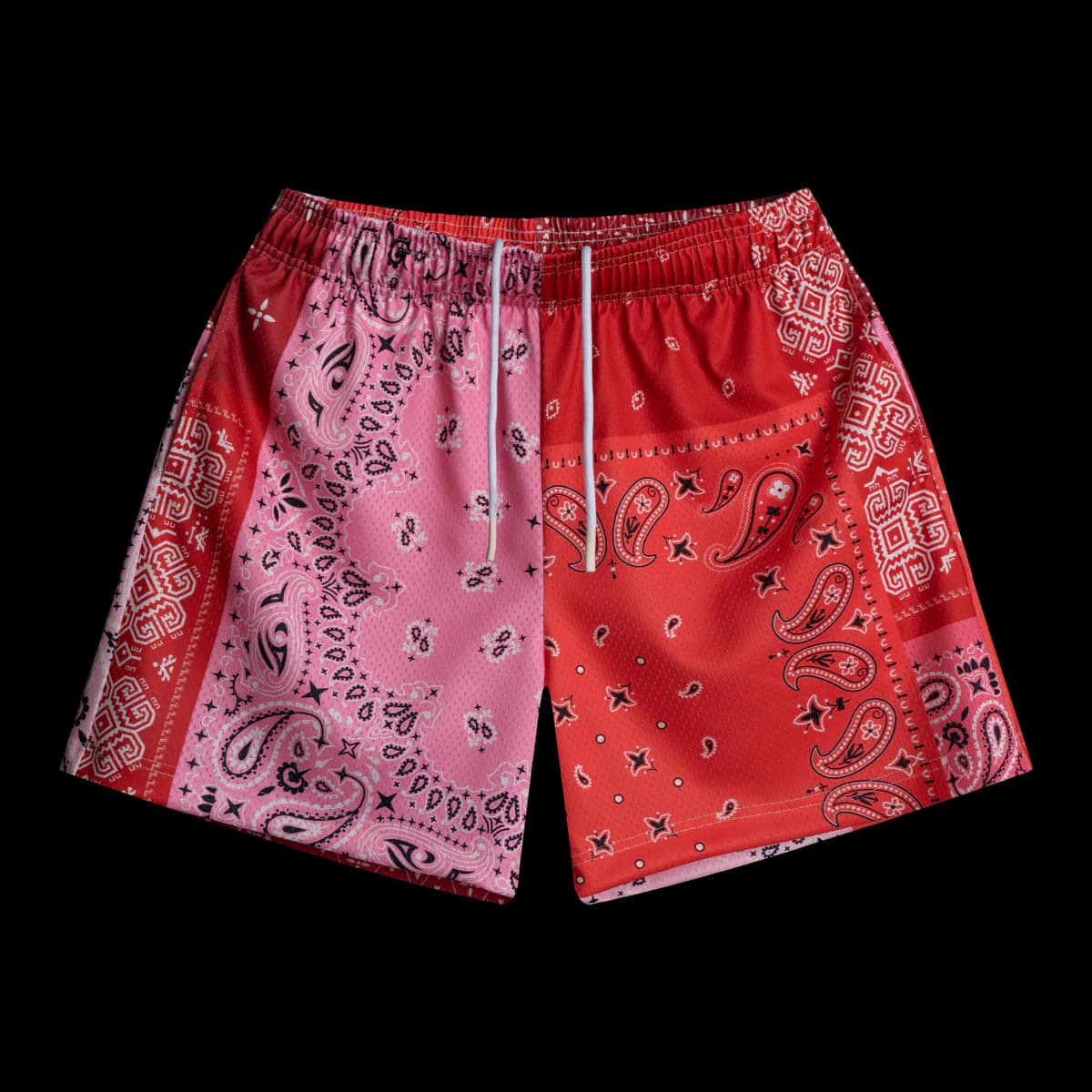 RED PATCHWORK SHORTS