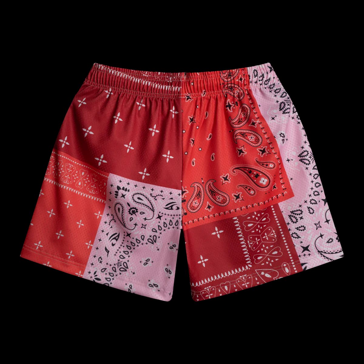 RED PATCHWORK SHORTS