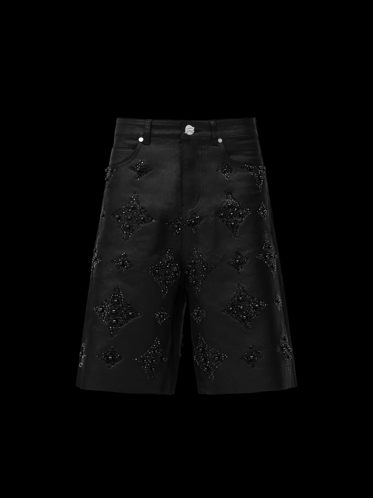 BLACK WAX EMBELLISH JORTS