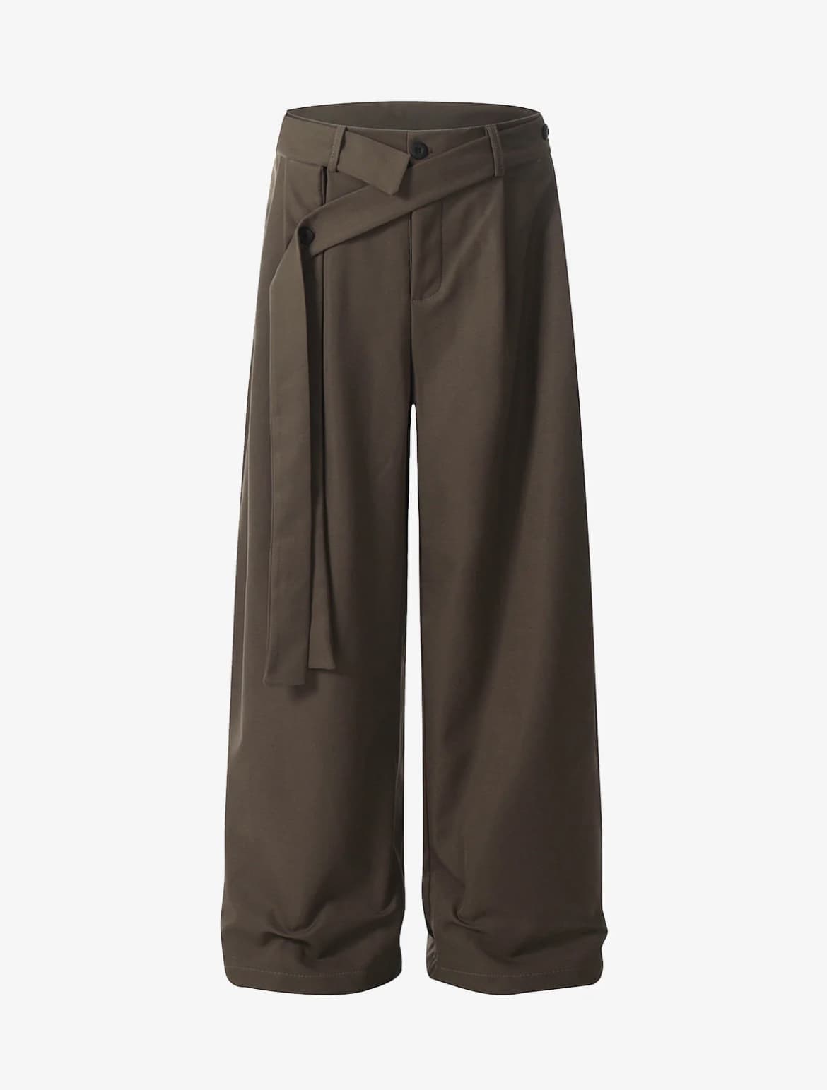 PLEATED BELTED MACHETE TRACK PANTS BROWN