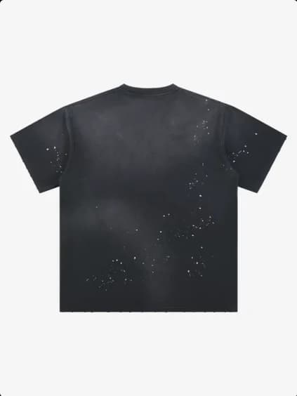 WINTAGE WASH GLITTER HORSE PATTERN T-SHIRT