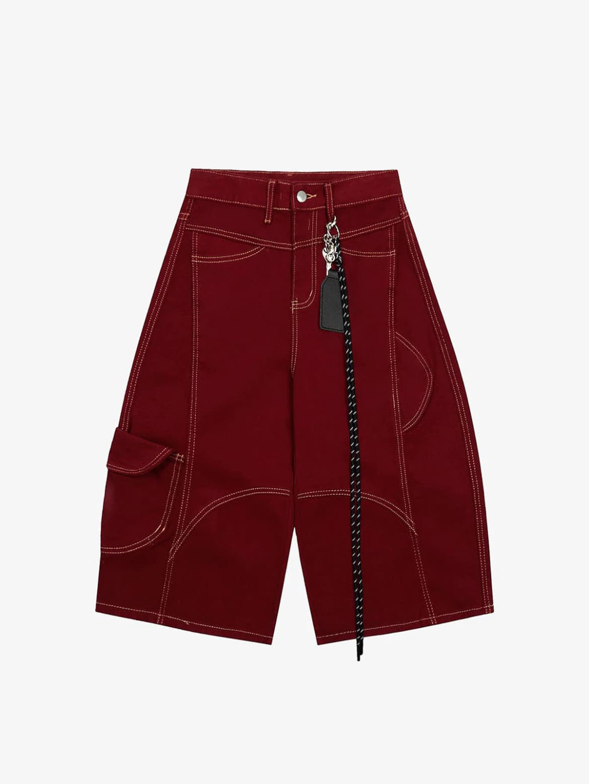 DENIM WELT EMBELLISHED CARGO JORTS