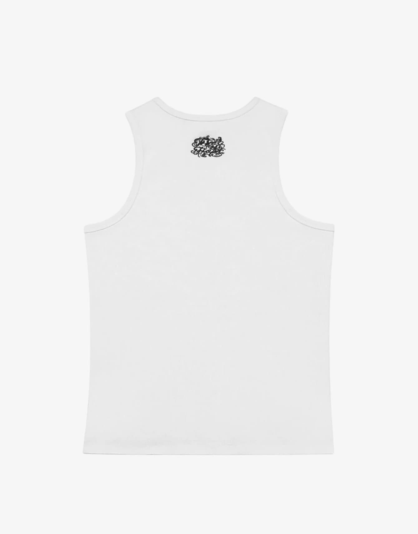 GOTHIC LETTERING EMBROIDERED RIBBED VEST