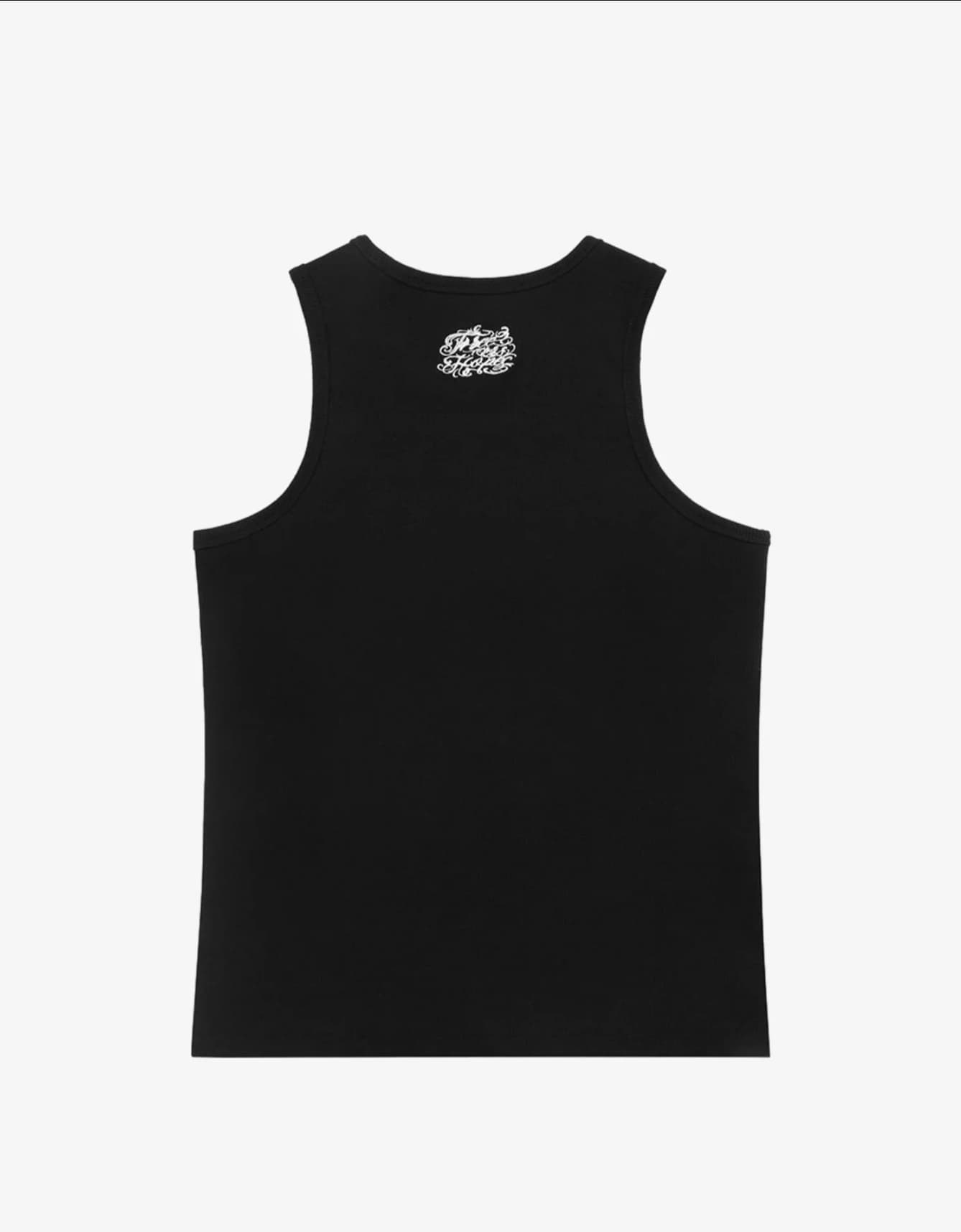 GOTHIC LETTERING EMBROIDERED RIBBED VEST BLACK