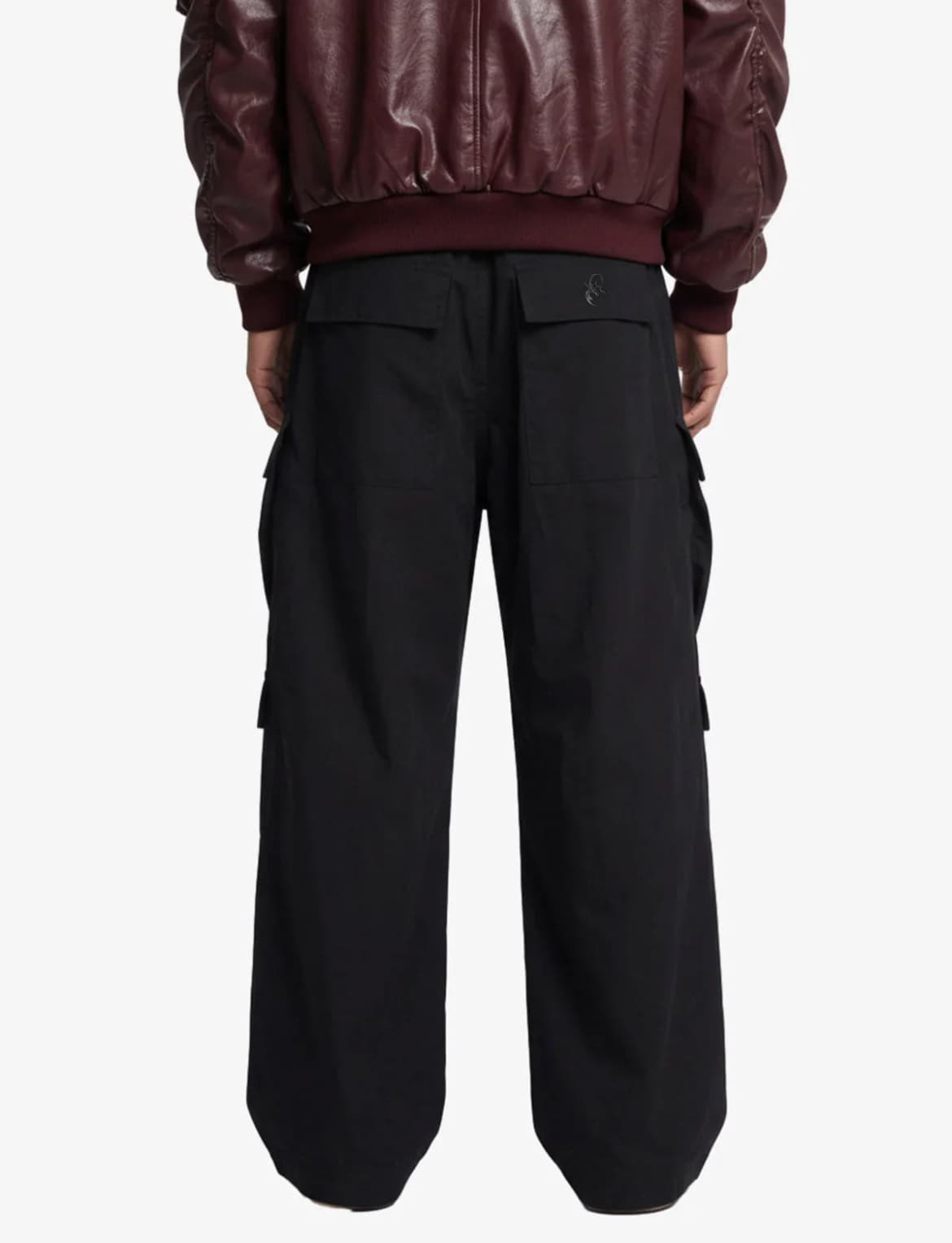 WOVEN MULTI POCKET BAGGY FLARED PANTS