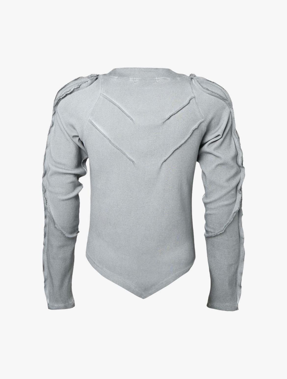VINTAGE WASHED SCULPTED SEAM RIBBED LONG SLEEVE T-SHIRT